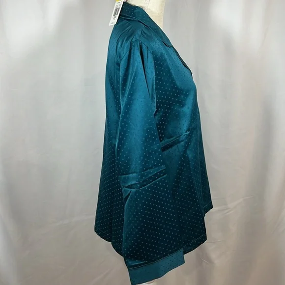 NWT Miss Elaine Essentials Teal Sleep Lounge Button Down Top Size M - Picture 4 of 10
